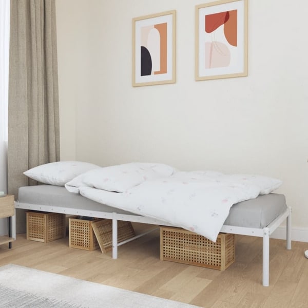 vidaXL Sängram metall vit 75x190 cm Vit