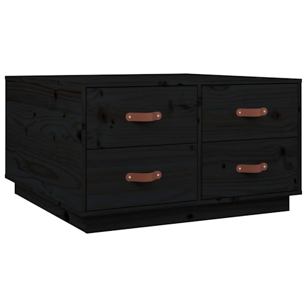vidaXL Soffbord svart 80x80x45 cm massiv furu Svart
