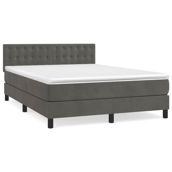 vidaXL Ramsäng med madrass mörkgrå 140x190 cm sammet Grå