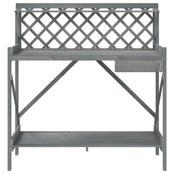 vidaXL Planteringsbord med spaljé grå massivt granträ Grå