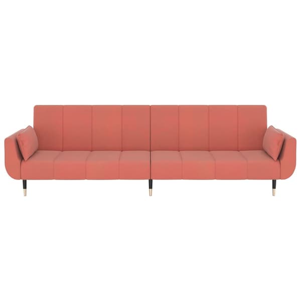vidaXL Bäddsoffa 2-sits med två kuddar rosa sammet Rosa
