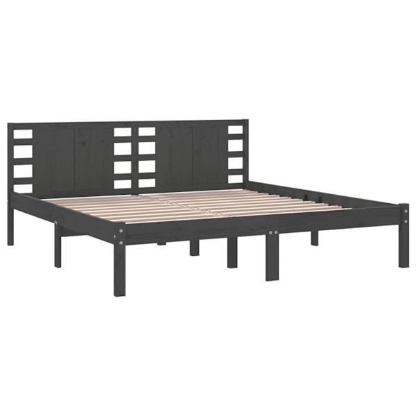 vidaXL Sängram grå massiv furu 200x200 cm Grå