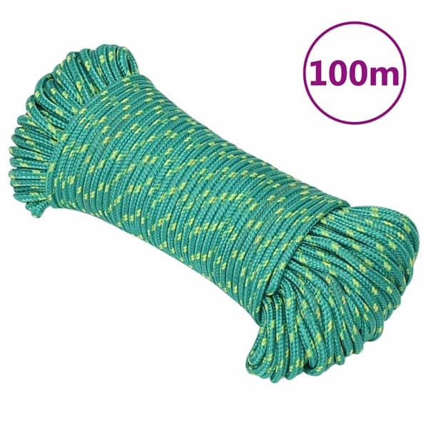 vidaXL Båtlina grön 5 mm 100 m polypropen Grön