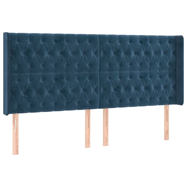 vidaXL Ramsäng med madrass & LED mörkblå 200x200 cm sammet Blå