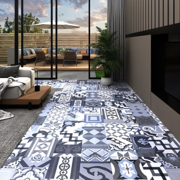 vidaXL PVC-golvbrädor självhäftande 5,11 m² färgat mönster multifärg