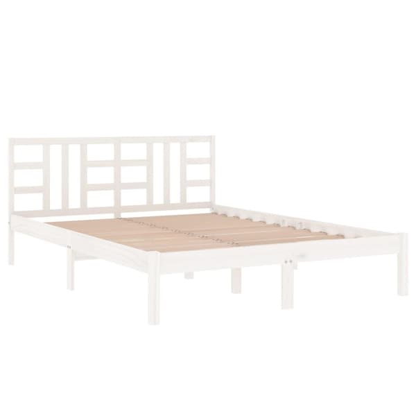 vidaXL Sängram vit massivt trä 120x200 cm Vit