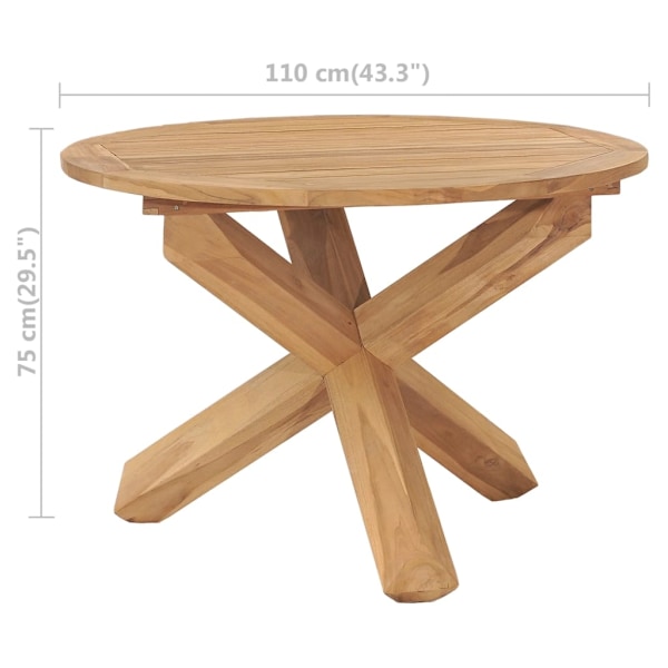 vidaXL Trädgårdsbord Ø110x75 cm massiv teak Brun
