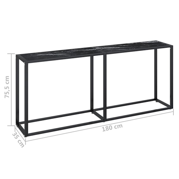 vidaXL Konsolbord svart marmor 180x35x75,5 cm härdat glas Svart