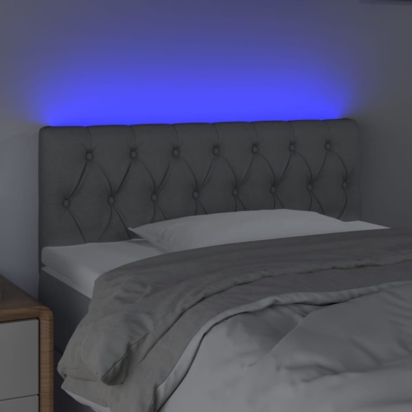 vidaXL Sänggavel LED ljusgrå 100x7x78/88 cm tyg Grå