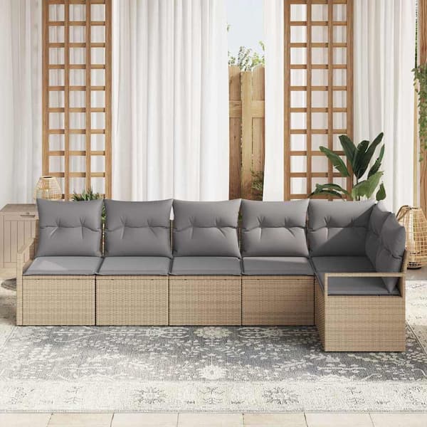 vidaXL Soffset 6 st Beige konstrotting Beige