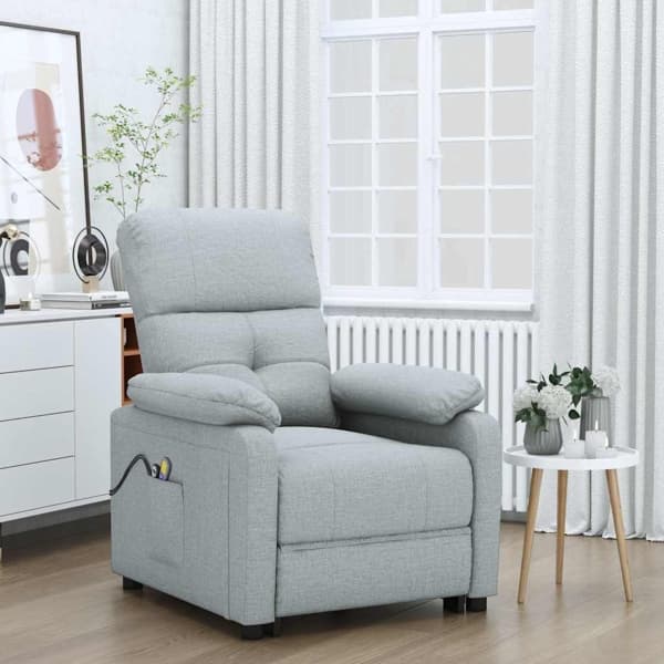 vidaXL Elektrisk massagefåtölj ljusgrå tyg grå