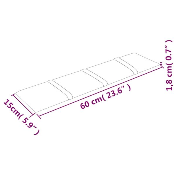 vidaXL Väggpaneler 12 st mörkgrå 60x15 cm tyg 1,08 m² Grå
