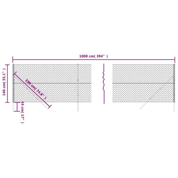 vidaXL Gunnebostängsel antracit 1,4x10 m Antracit