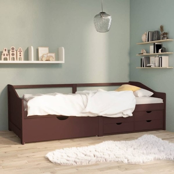 vidaXL Dagbädd 3-sits mörkbrun massiv furu 90x200 cm Brun