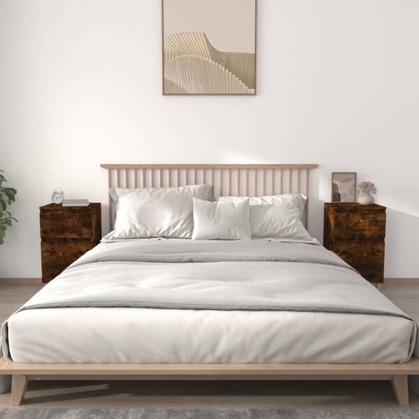 vidaXL Sängbord 2 st rökfärgad ek 40x35x70 cm Brun