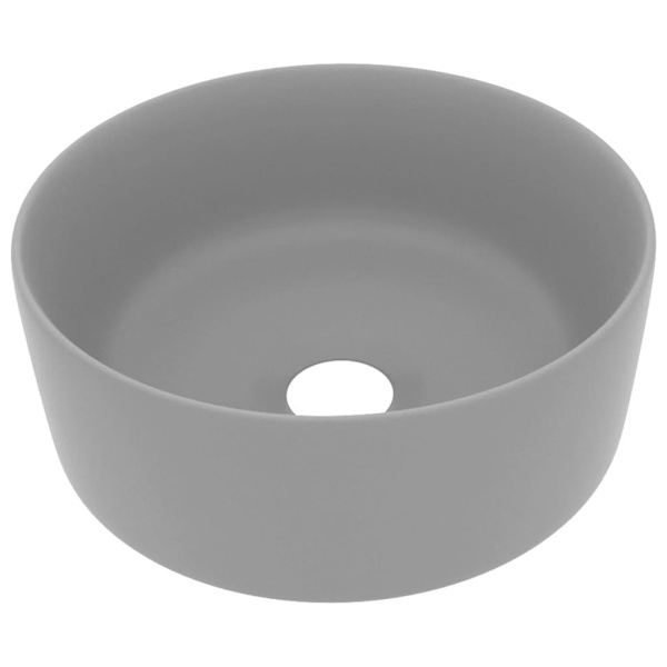 vidaXL Lyxigt runt handfat matt ljusgrå 40x15 cm keramik grå