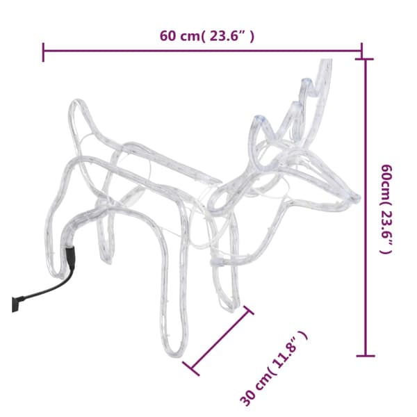 vidaXL Renfigur 2 st ljusslinga kallvit 60x30x60 cm