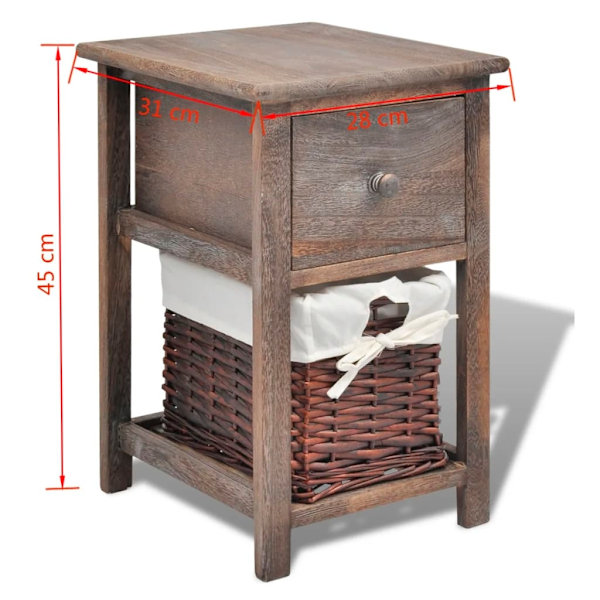 vidaXL Shabby Chic nattduksbord trä brun Brun