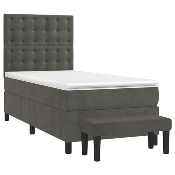 vidaXL Ramsäng med madrass mörkgrå 90x190 cm sammet Grå