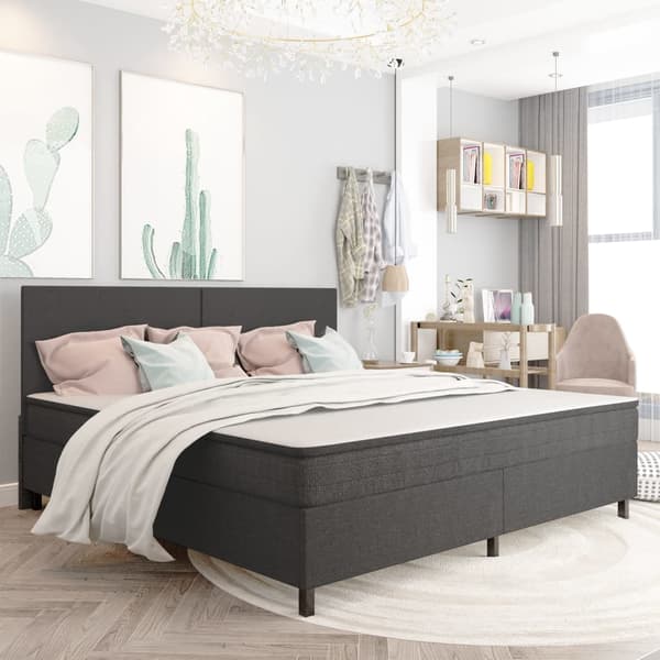 vidaXL Resårsäng mörkgrå tyg 200x200 cm grå