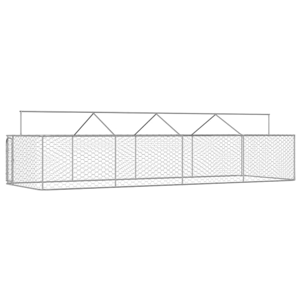 vidaXL Hundgård med tak för utomhusbruk 600x200x150 cm Silver