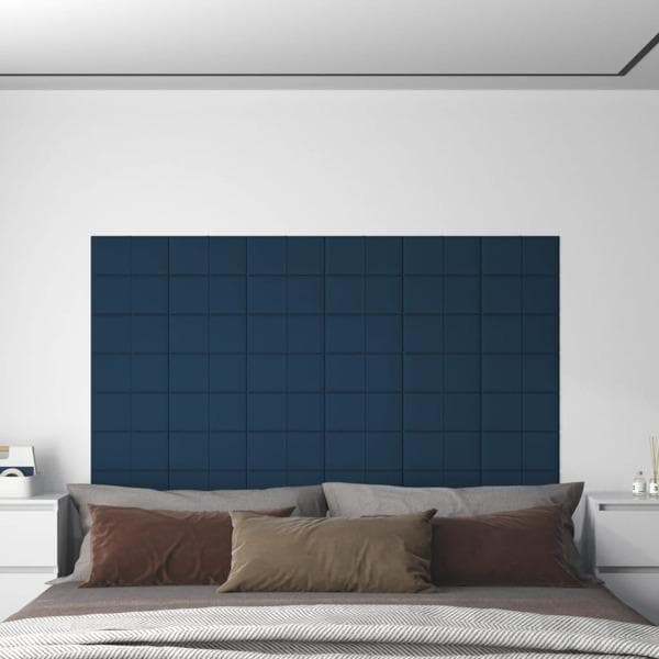 vidaXL Väggpaneler 12 st blå 30x15 cm sammet 0,54 m² Blå