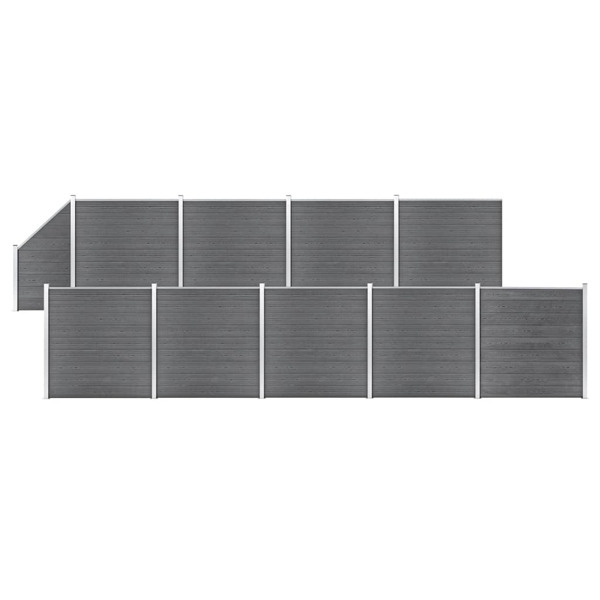 vidaXL WPC-staketpanel 9 fyrkantig + 1 vinklad 1657x186 cm grå grå
