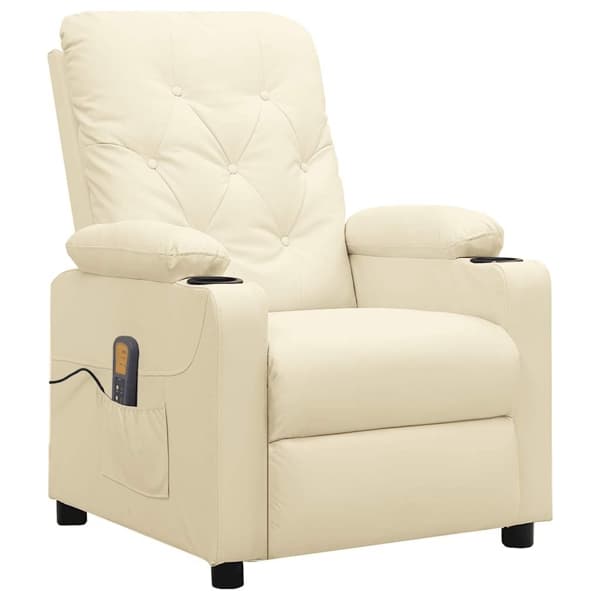 vidaXL Massagefåtölj gräddvit konstläder Creme