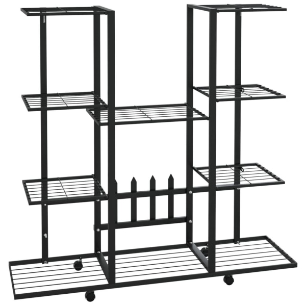 vidaXL Växtställ på hjul 94,5x24,5x91,5 cm svart järn Svart