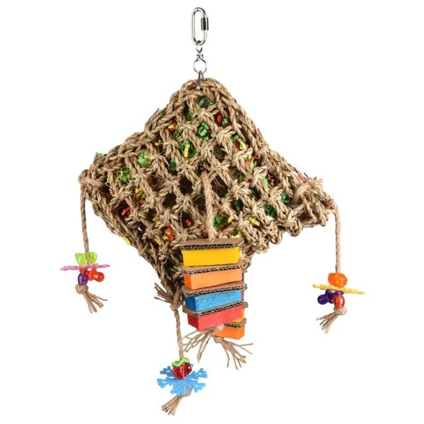 FLAMINGO Fågelleksak Papyr papegoja nät fyrkantig flerfärgad 45 cm Flerfärgsdesign