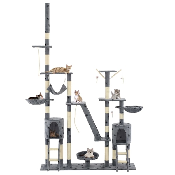 vidaXL Katt Klösträd med klöspelare i sisal 230-250 cm tassavtryck grå grå