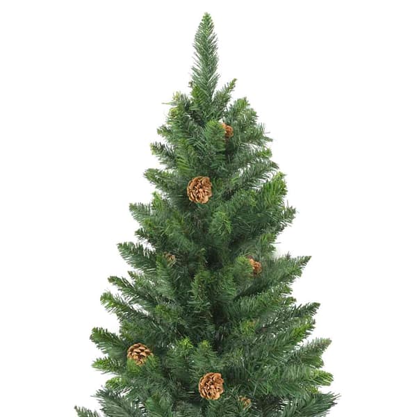 vidaXL Belyst plastgran med kulor och kottar grön 150 cm Grön