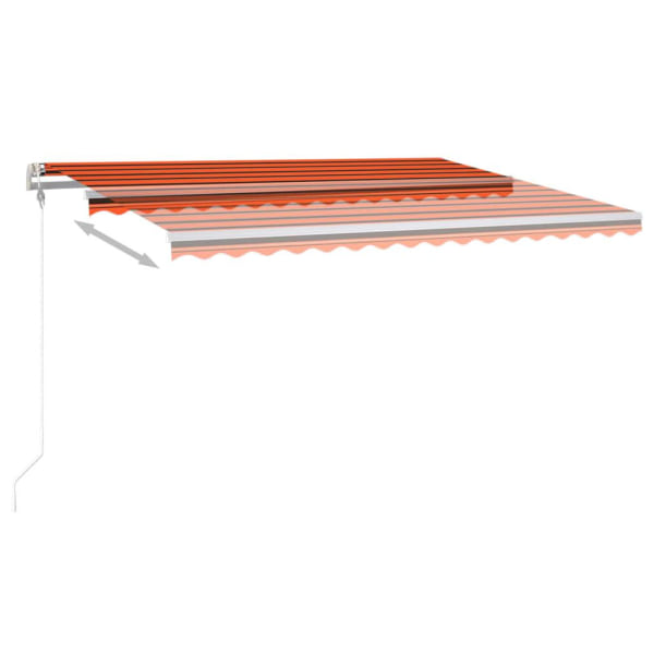 vidaXL Markis med LED manuellt infällbar 4x3 m orange och brun Orange