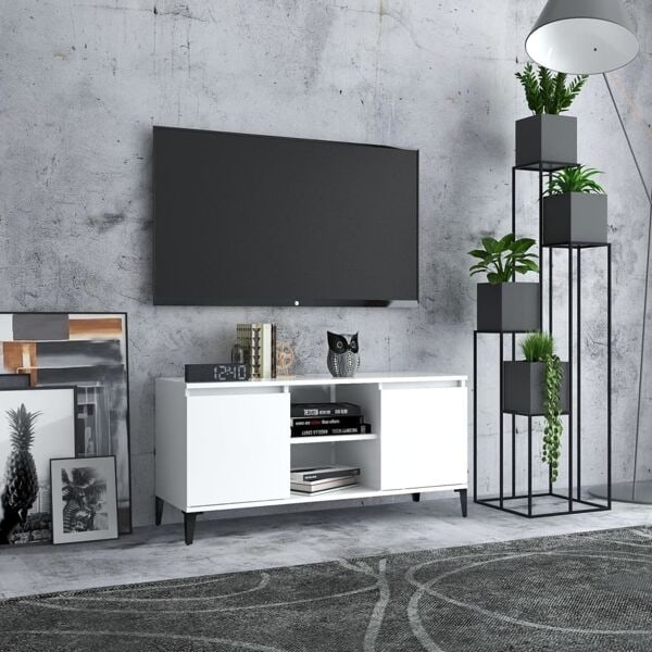 vidaXL TV-bänk med metallben vit 103,5x35x50 cm Vit