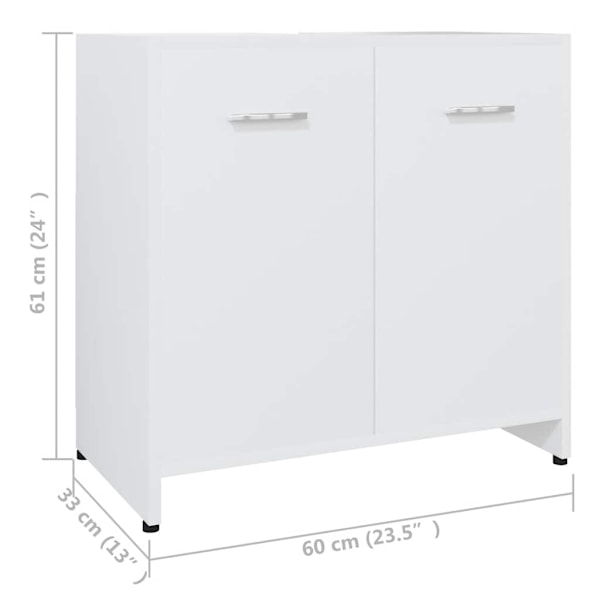 vidaXL Badrumsskåp vit 60x33x61 cm konstruerat trä Vit