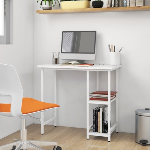 vidaXL Datorbord vit 80x40x72 cm MDF och metall Vit