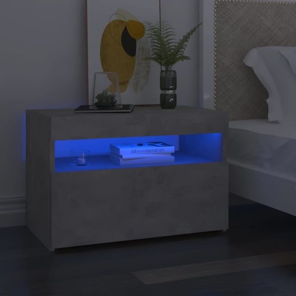 vidaXL Sängbord med LED-belysning betonggrå 60x35x40 cm grå