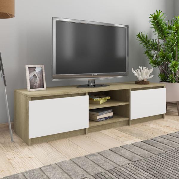 vidaXL TV-bänk vit och sonoma-ek 140x40x35,5 cm konstruerat trä multifärg
