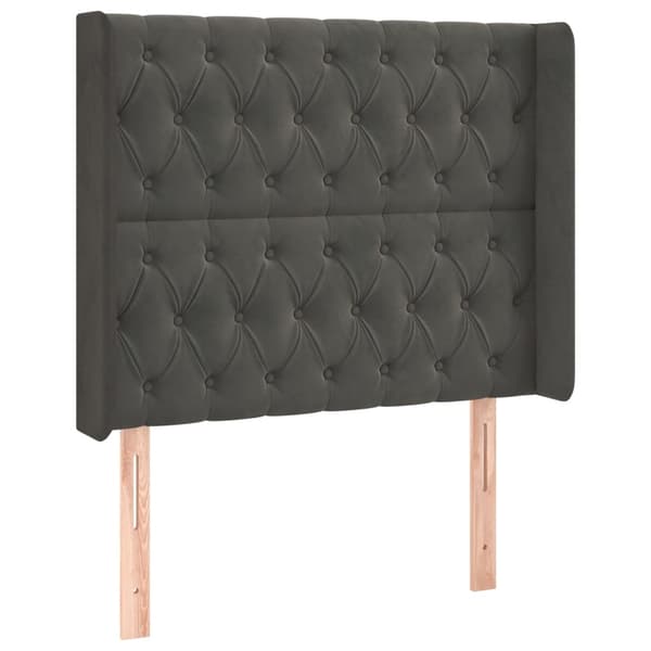 vidaXL Ramsäng med madrass & LED mörkgrå 100x200 cm sammet Grå