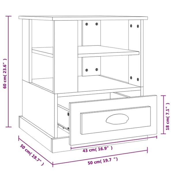vidaXL Sängbord vit 50x50x60 cm konstruerat trä Vit