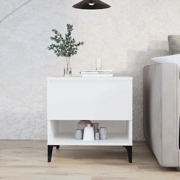 vidaXL Sängbord vit 50x46x50 cm konstruerat trä Vit