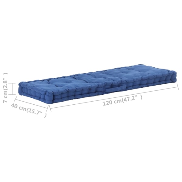 vidaXL Dyna till pallsoffa bomull 120x40x7 cm ljusblå Blå