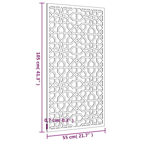 vidaXL Väggdekoration 105x55 cm rosttrögt stål morisk design Brun