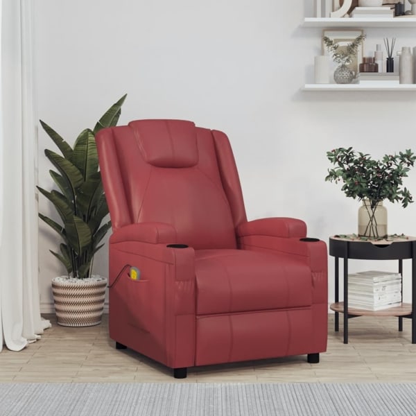 vidaXL Massagefåtölj vinröd konstläder Röd