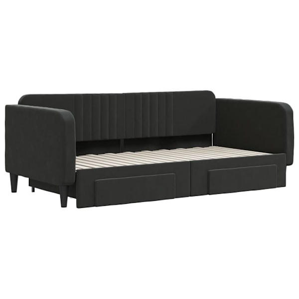 vidaXL Dagbädd utdragbar med lådor svart 90x190 cm sammet Svart