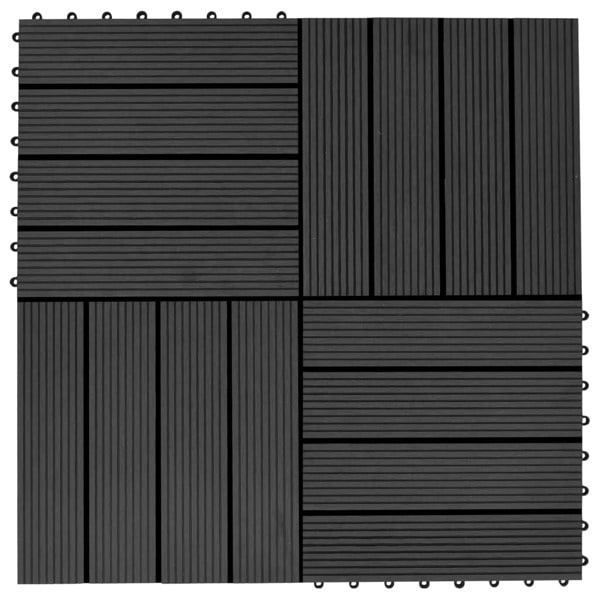 vidaXL Trall 11 st WPC 30x30 cm 1 kvm svart Svart
