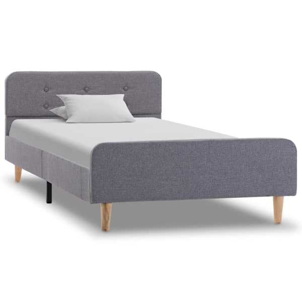 vidaXL Sängram ljusgrå tyg 100x200 cm grå