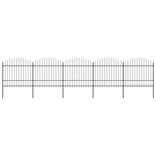 vidaXL Trädgårdsstaket med spjuttopp stål (1,5-1,75)x8,5 m svart Svart