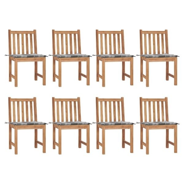vidaXL Trädgårdsstolar 8 st med dynor massiv teak Brun