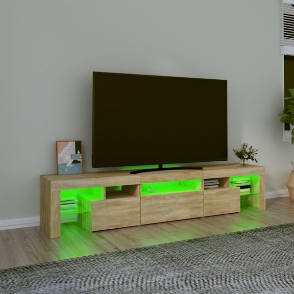 vidaXL Tv-bänk med LED-belysning sonoma ek 200x36,5x40 cm Brun